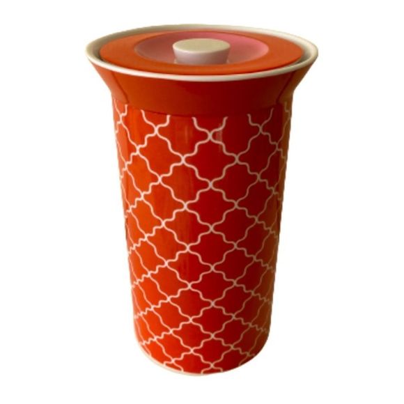 Jonathan Adler Accents Jonathanadler Happy Chic Large Tall Canister With Lid Orange Print